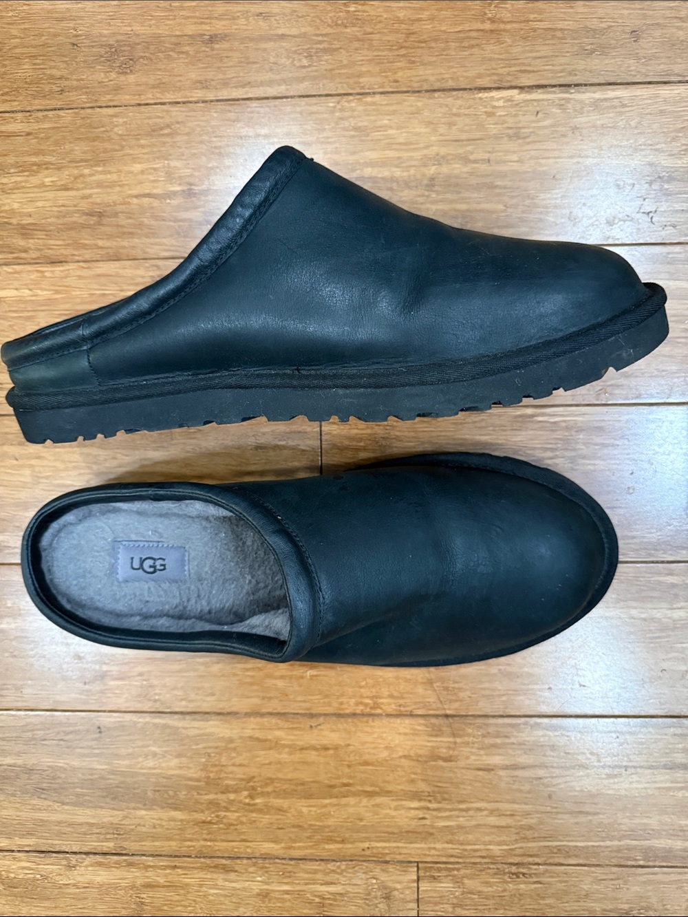 UGG men’s classic leather shearling lined slip ons
